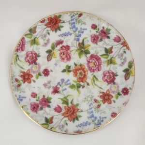 Vintage Gold Rimmed White And Pink Floral Saucer - Formalities by Baum Bros